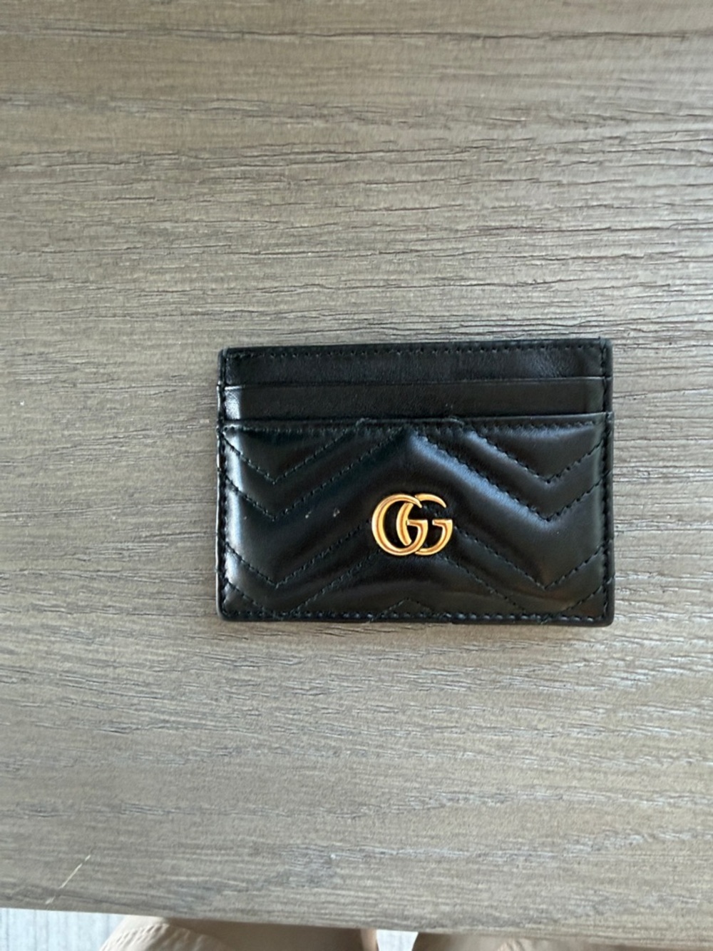 Gucci Marmont Black Leather Card Holder with Gold GG Logo